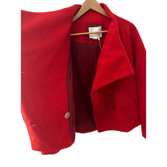 Anthropologie Sascha Asymmetrical Jacket Bright Red Size Medium - Picture 9 of 13